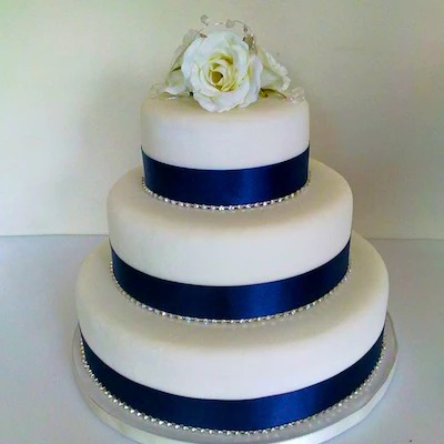 Blue Ribbon Wedding Cake